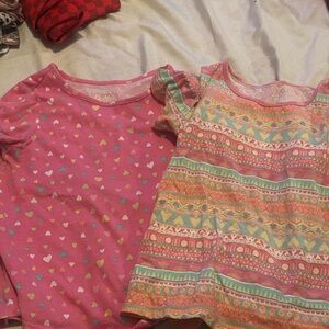 The Children's Place Pink Heart and Multicolor Pattern Tees